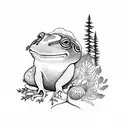 A forest scene with various herbs and woodland creatures like frogs and snails tattoo design idea