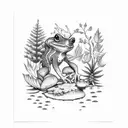 A forest scene with various herbs and woodland creatures like frogs and snails tattoo design idea
