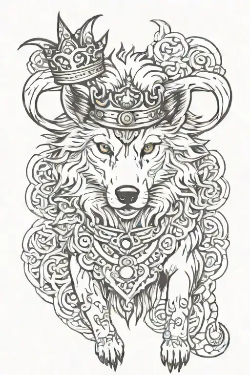 wolf in sheep's clothing with crown tattoo design idea