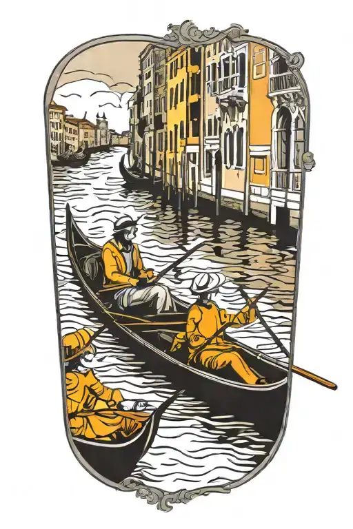 gondola venice couple  backward tattoo design idea
