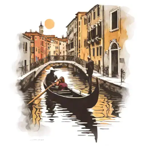 gondola venice bridge couple sitting tattoo design idea