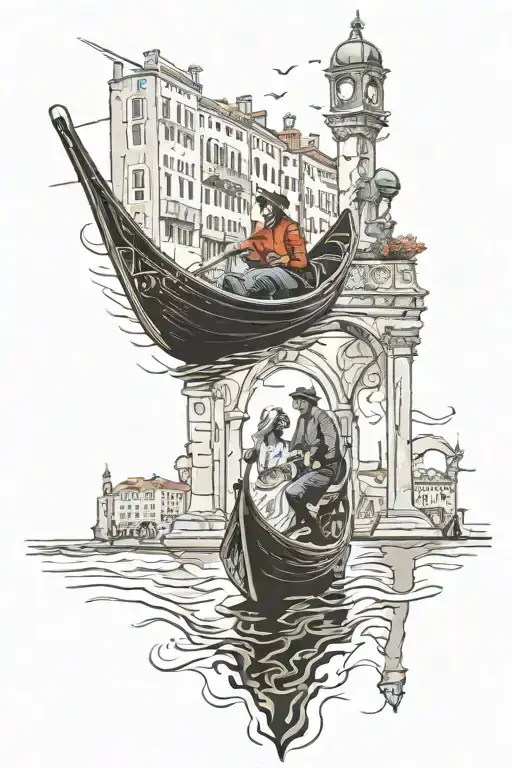gondola venice bridge couple tattoo design idea