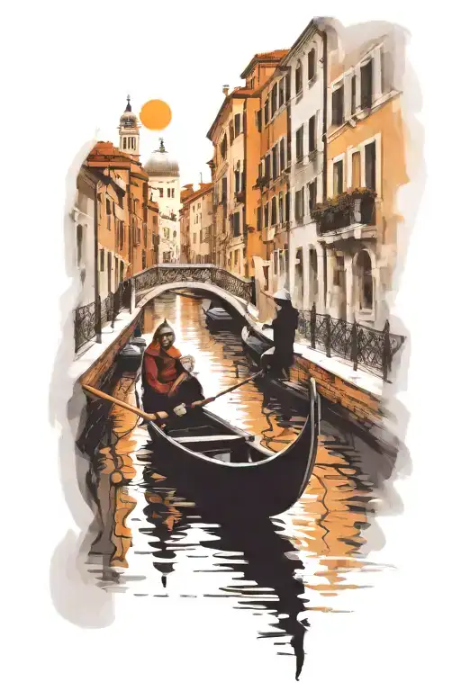 gondola venice bridge couple sitting tattoo design idea