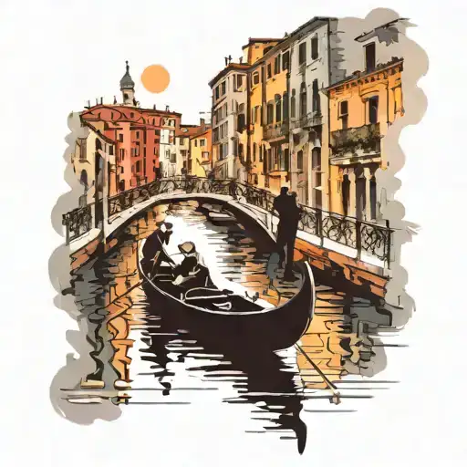 gondola venice bridge couple tattoo design idea