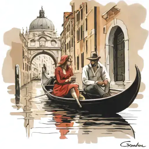 gondola venice bridge couple sitting tattoo design idea