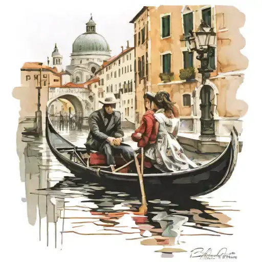 gondola venice bridge couple sitting tattoo design idea