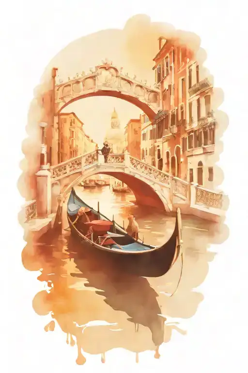 gondola venice bridge leading tattoo design idea