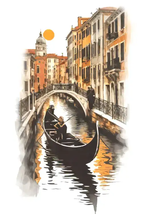 gondola venice bridge couple tattoo design idea
