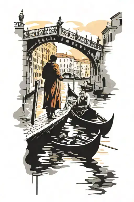 gondola venice bridge couple tattoo design idea