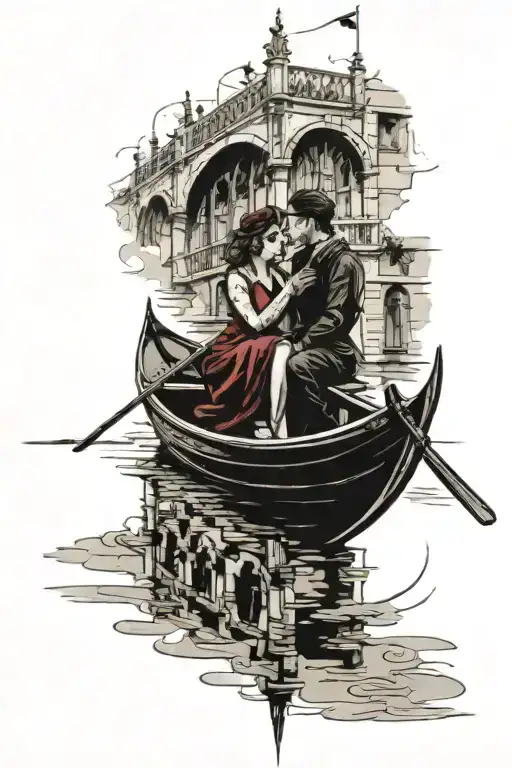 gondola venice bridge couple tattoo design idea