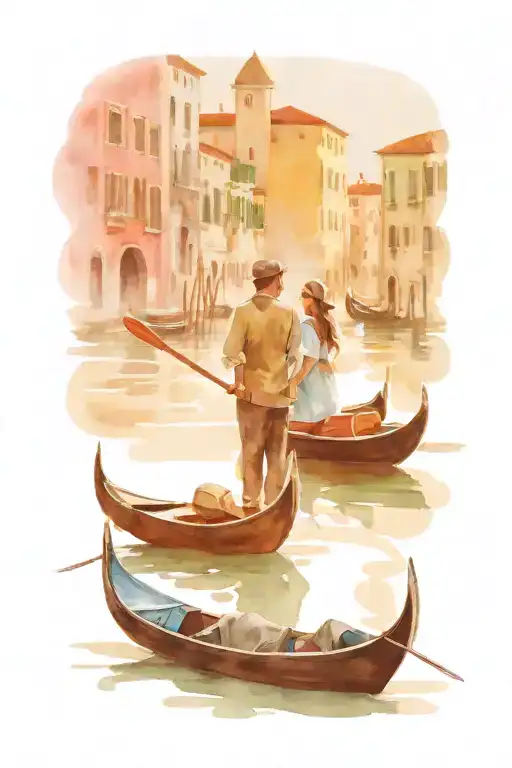 gondola venice ride   couple looking at the horizon  tattoo design idea