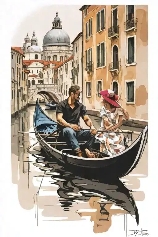 gondola venice bridge couple sitting tattoo design idea