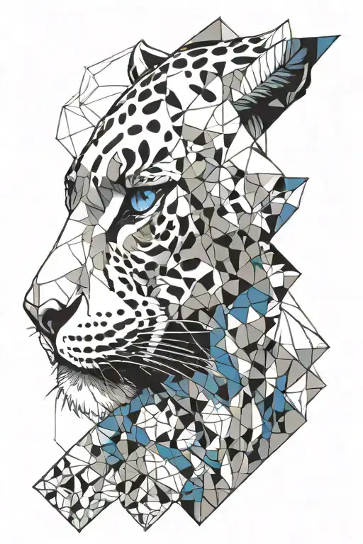 Snow Leopard with blue eyes.  tattoo design idea