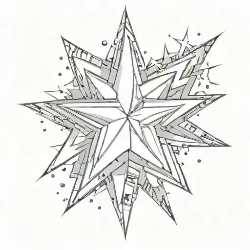 3D star black and grey with cracking around it he word TakTok Stars written tattoo design idea