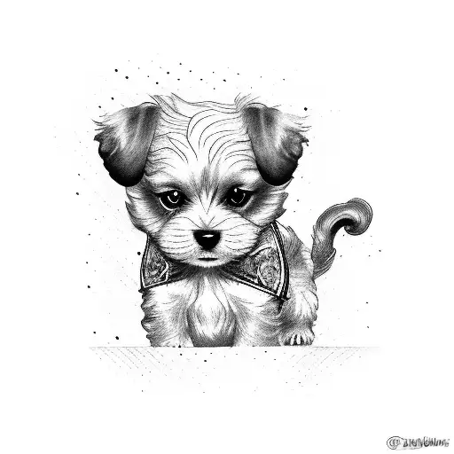A Cavachon dog driving a Shelby cobra car tattoo design idea