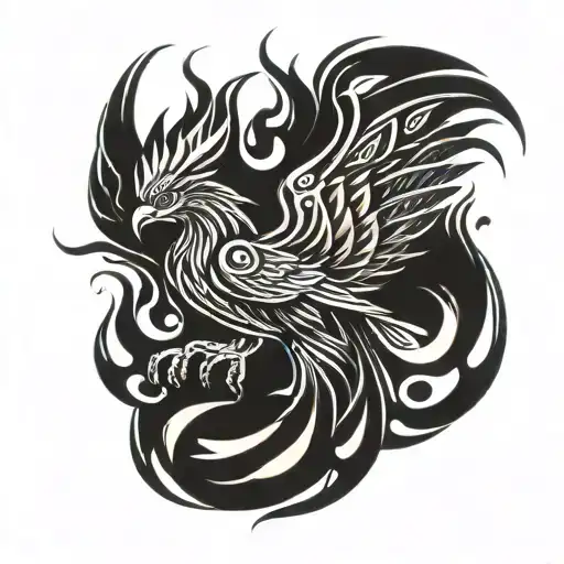 Phoenix with flames tattoo design idea