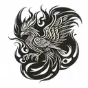 Phoenix with flames tattoo design idea
