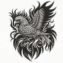 Phoenix with flames tattoo design idea