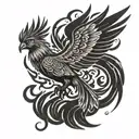 Phoenix with flames tattoo design idea