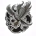 Phoenix with flames tattoo design idea