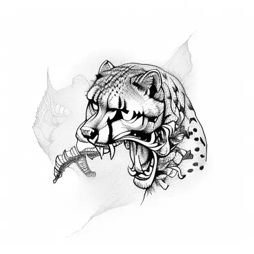 cheetah skeleton running tattoo design idea