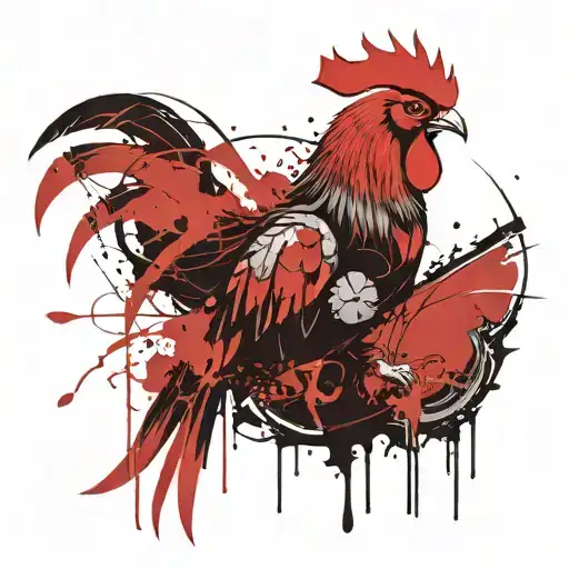 knight rooster body armor axe  tattoo design idea