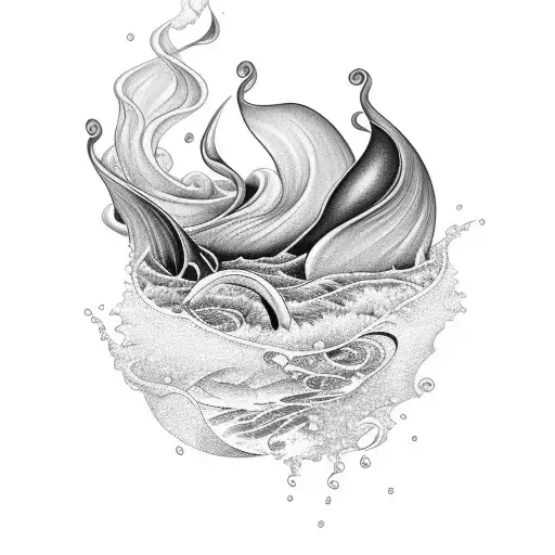 A black-grey tattoo featuring a therapeutic ocean wave merging with a calla lily, representing inner peace and growth tattoo design idea