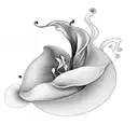 A black-grey tattoo featuring a therapeutic ocean wave merging with a calla lily, representing inner peace and growth tattoo design idea