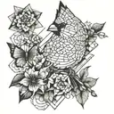 cardinal and butterfly tattoo design idea