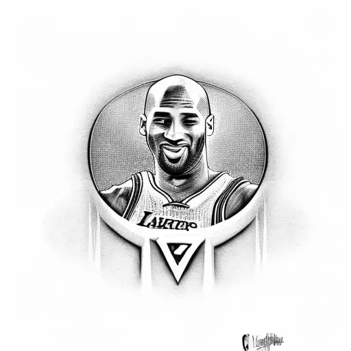 Kobe Bryant, King James, Shaquille O'Neal, Kareem Abdul-Jabbar, Magic Johson, their shirts showing the number and Lakers tattoo design idea