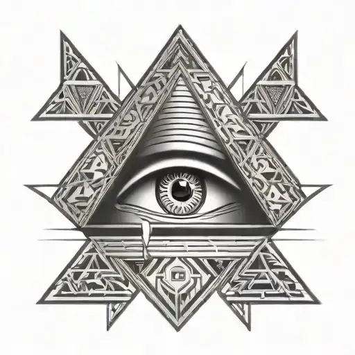 Egyptian third eye with pyramid surrounded by sacred geometry tattoo design idea