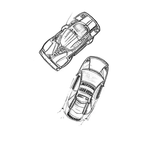 a police car intercepting a getaway vehicle at high speed tattoo design idea