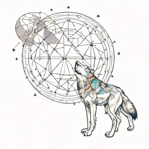wolf, moon, prism  tattoo design idea