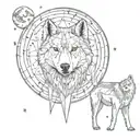 wolf, moon, prism  tattoo design idea