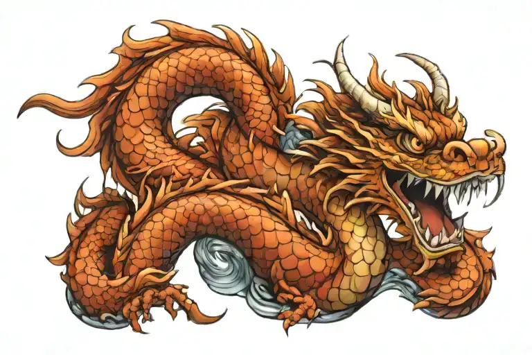 Water Chinese dragon tattoo design idea