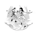 A playful depiction of Nyx and Artemis chasing each other tattoo design idea