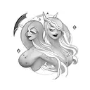 A playful depiction of Nyx and Artemis chasing each other tattoo design idea