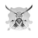 viking warrior with axe in a viking ship realistic  tattoo design idea