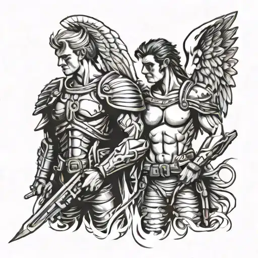 half archangel warrior and half special ops soldier tattoo design idea