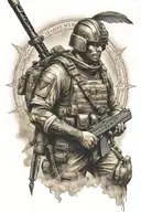 half arcangel warrior half special forces soldier tattoo design idea