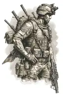 half arcangel warrior half special forces soldier tattoo design idea