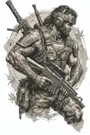 half arcangel warrior half special forces soldier tattoo design idea