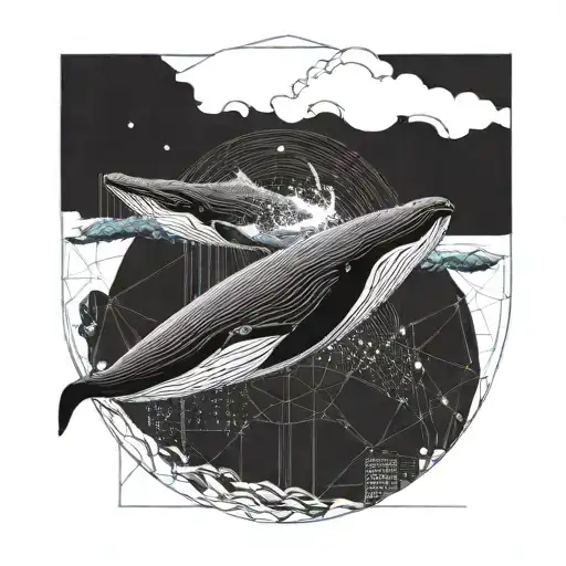 images of a whale jumping out of the water in the form of lines or full-fledged drawings tattoo design idea