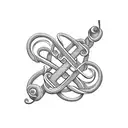 Musical notes intertwined with barbells tattoo design idea