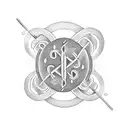 Musical notes intertwined with barbells tattoo design idea