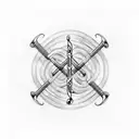 Musical notes intertwined with barbells tattoo design idea