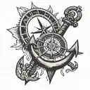 Anchor inside compass black tattoo design idea