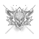 fighter on upper arm. colorful.  tattoo design idea