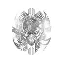 fighter on upper arm. colorful.  tattoo design idea