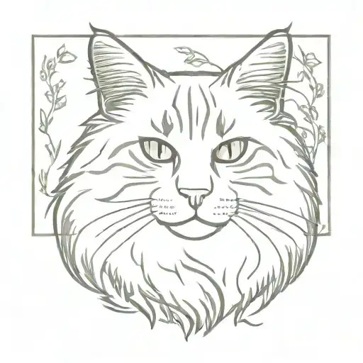 my cat skittles mainecoon fluffy, kinda big, incorporate something to do with skittles candy, loves the nature, eat gras tattoo design idea